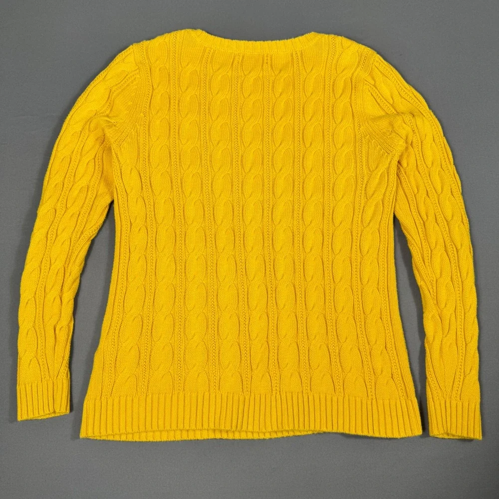 Lands' End Sweater Yellow Women's Medium 100% Cotton Excellent - Picture 8 of 9